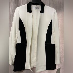 Kasper Black and White Colorblock Blazer